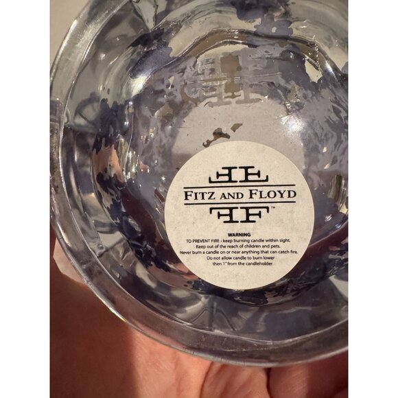 Fitz and Floyd Glass Candle Holder Periwinkle Fleck Small Votive Tea Light Decor - Picture 8 of 8